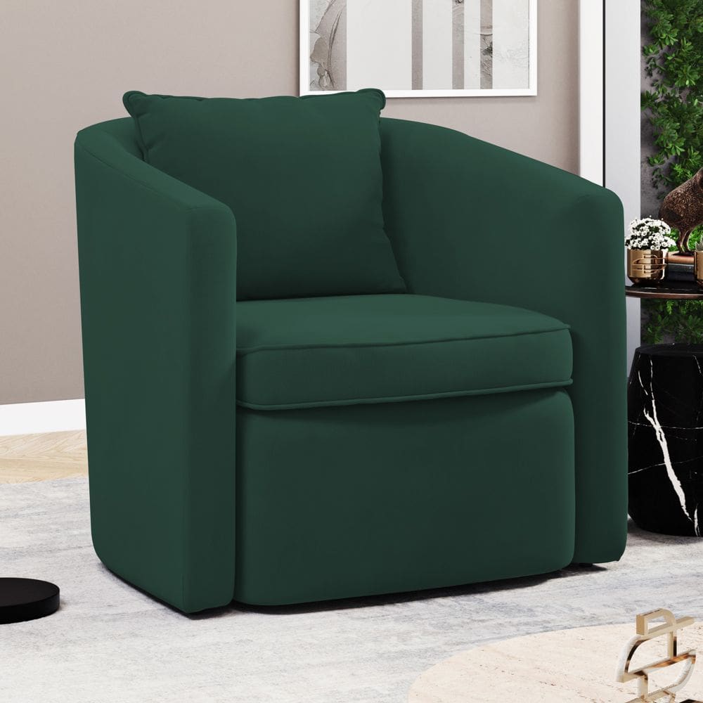 Poltrona Decorativa Sala de Estar Aimê Veludo Verde Escuro - Desk Design