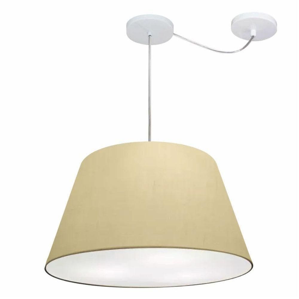 Lustre Pendente Cone Com Desvio De Centro Vivare Md-4278 Cúpula Em Tecido 35x50cm - Bivolt Algodão-crú 127/220v