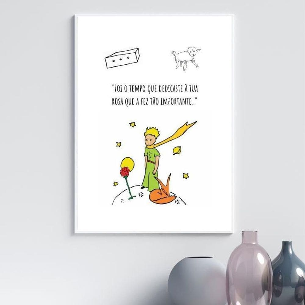 Quadro Pequeno Príncipe - Foi O Tempo 45X34Cm - Com Vidro