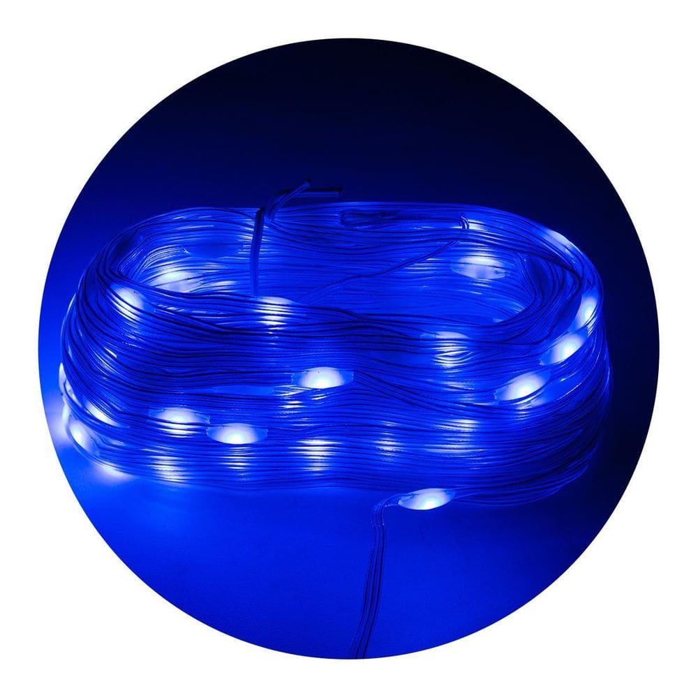 Led Pisca Linha 20m 8 Modos Tomada Azul
