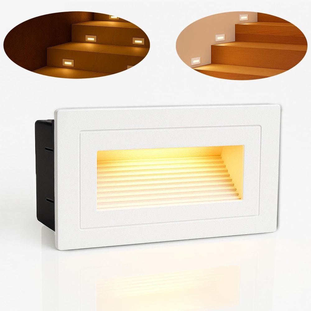 7 Balizador Led 3000K De Embutir Parede Externo Branco Zan42