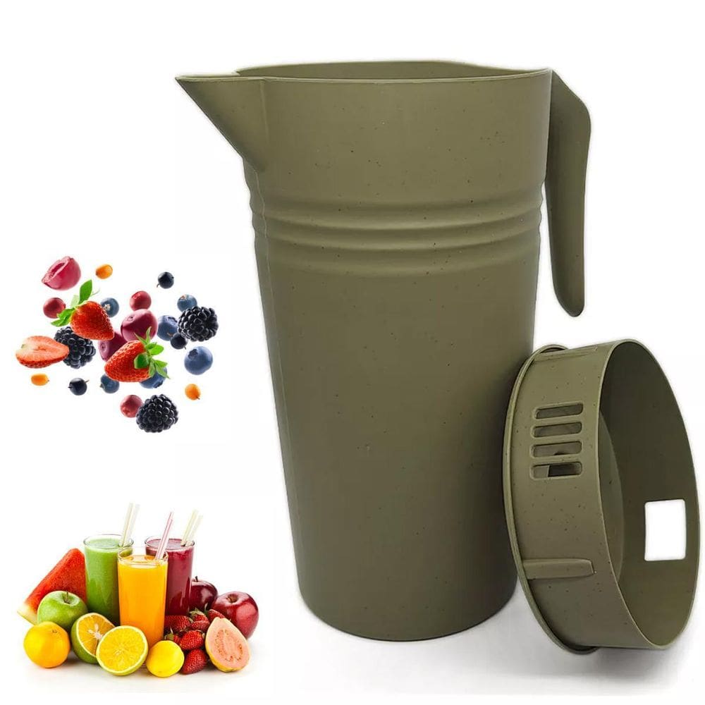 Jarra De Bambu E Pp Lines Suco Sustentável Agua 1,7L C/Tampa