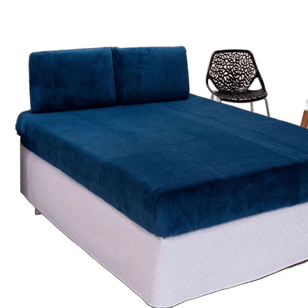 Jogo De Lençol King Em Manta Plush 3 Peças - Marinho - 100% Poliéster