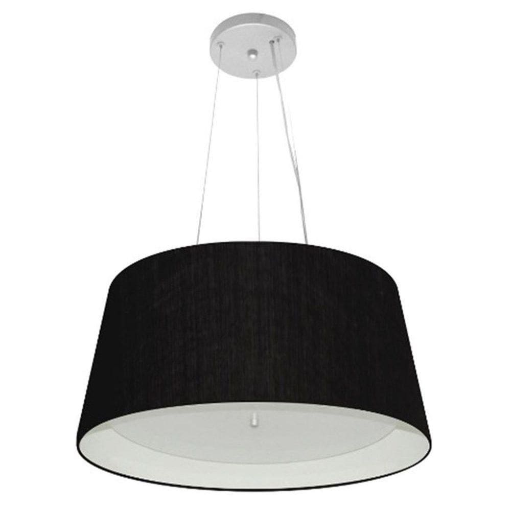 Lustre Pendente Cone Vivare Md-4144 Cúpula Em Tecido 25x50x40cm - Bivolt Branco-preto 127/220v