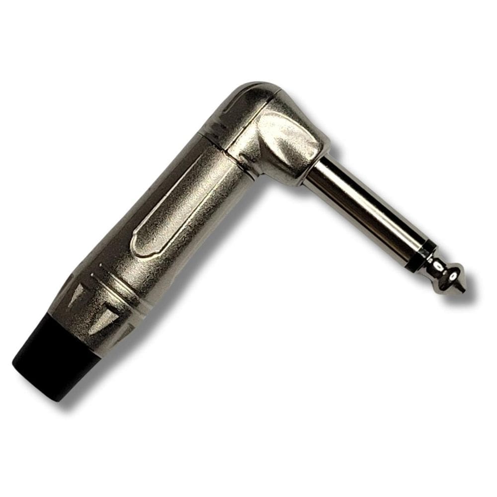 Plug P10 Macho Mono L Preto Cromado 90º Profissional Cs504