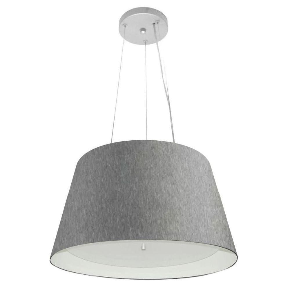 Lustre Pendente Cone Vivare Md-4119 Cúpula Em Tecido 21x40x30cm - Bivolt Cinza-branco 127/220v