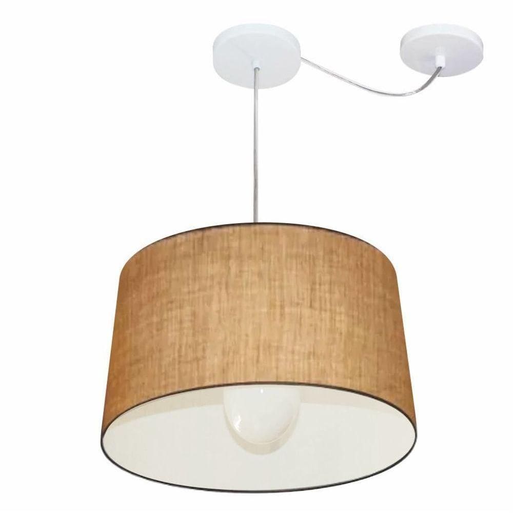 Lustre Pendente Cone Com Desvio Md-4275 Cúpula 30/45x40cm Palha - Bivolt