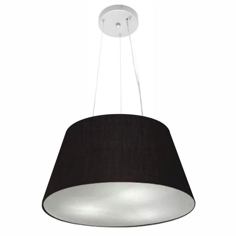 Lustre Pendente Cone Vivare Md-4001 Cúpula Em Tecido 21/40x30cm - Bivolt Preto 127/220v