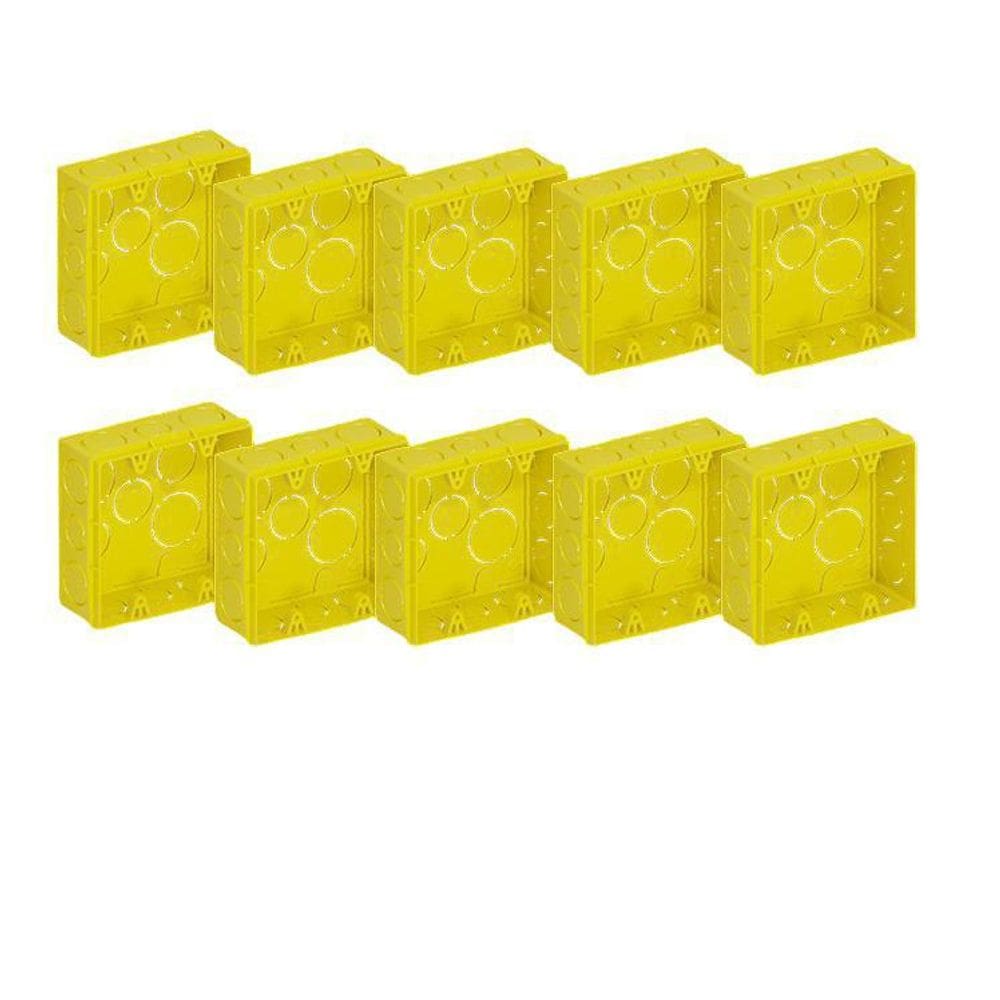 Caixa De Luz Embutir 4X4 Parede Reforçada Amarela Tigre 30U