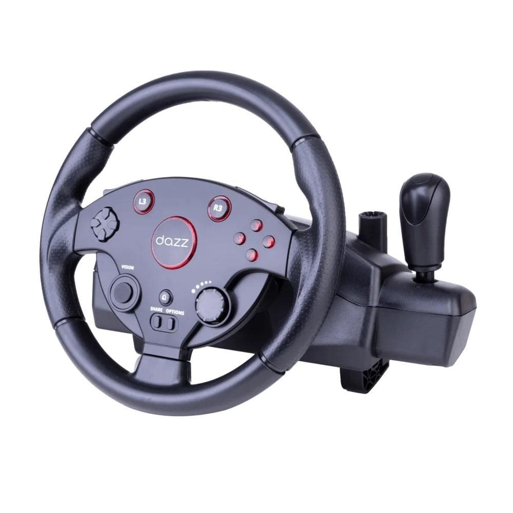 Controle Volante e Pedal Force Driving 62000152 Preto, PS4/PS3/PC/XBOXONE, MAXPRINT/DAZZ