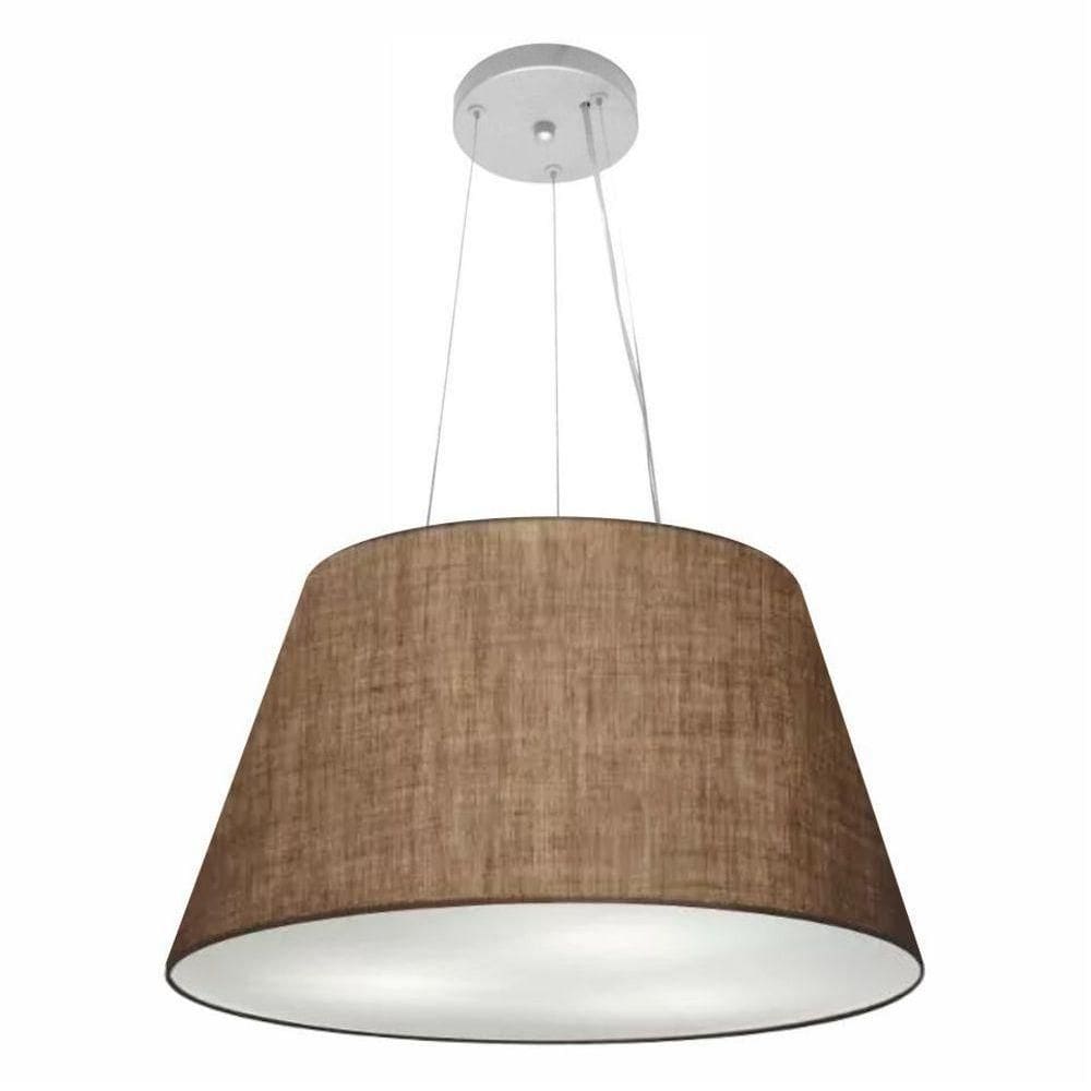 Lustre Pendente Cone Vivare Md-4141 Cúpula Em Tecido 30/50x35cm - Bivolt Café 127/220v
