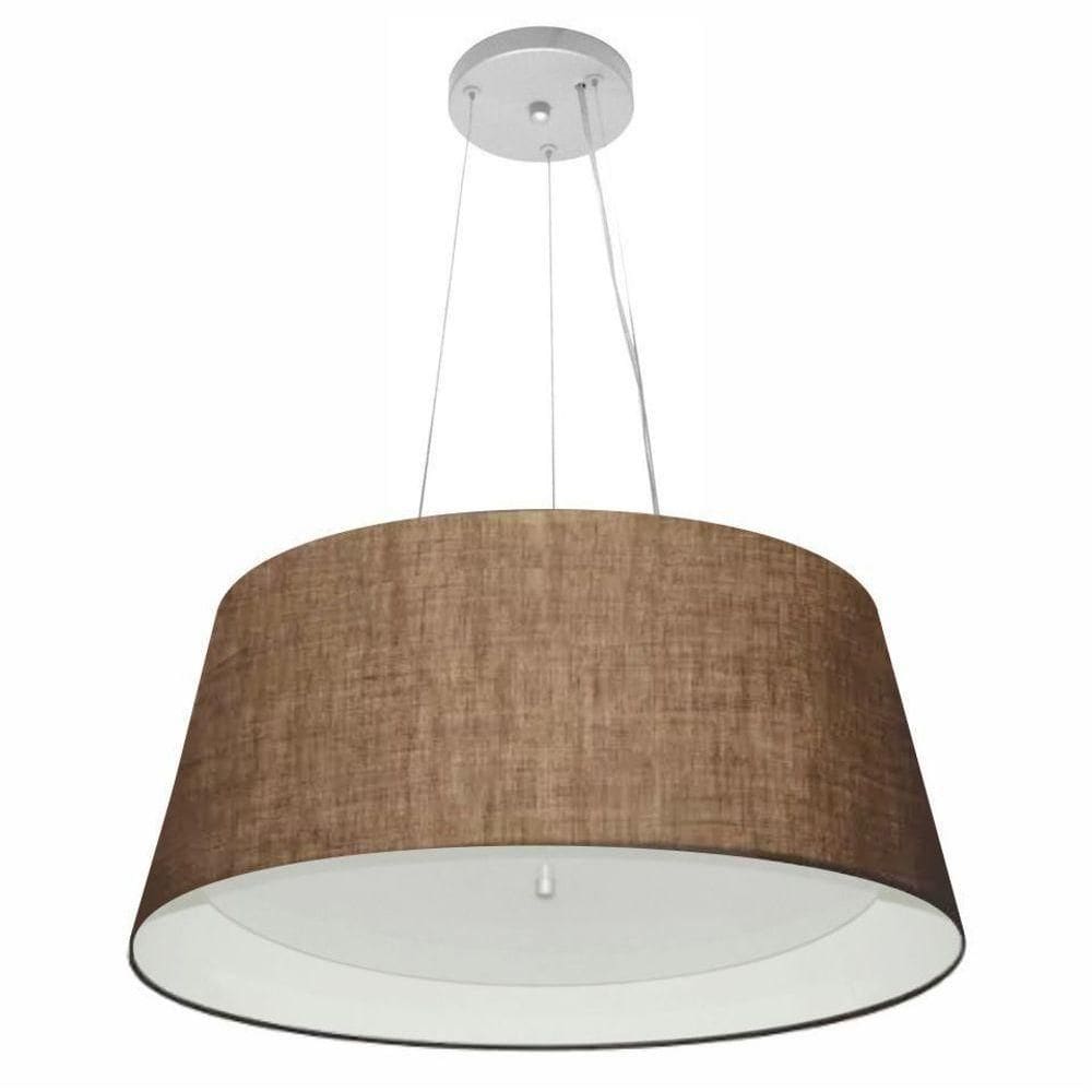 Lustre Pendente Cone Vivare Md-4015 Cúpula Em Tecido 25x60x50cm - Bivolt Café-branco 127/220v