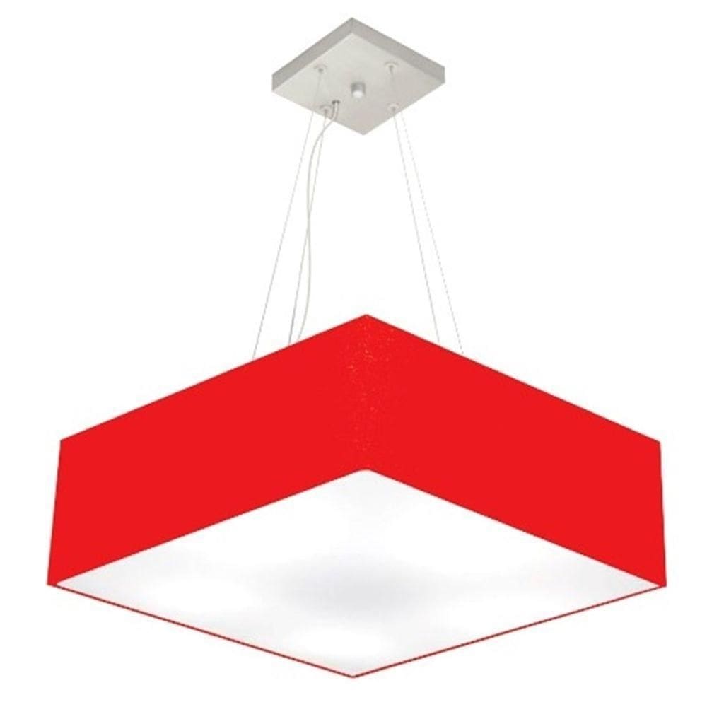 Lustre Pendente Quadrado Md-4032 Cúpula Em Tecido 15/50x50cm Vermelho - Bivolt
