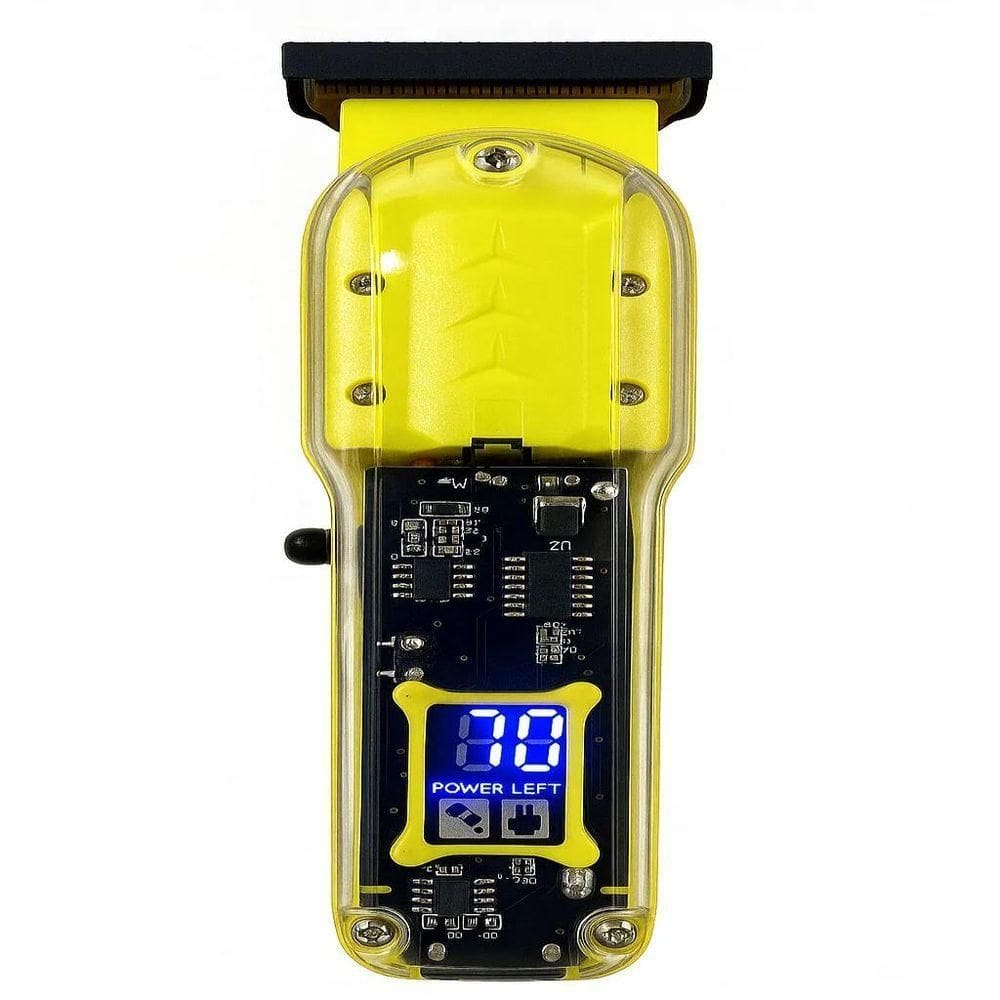 Maquina Cortar Cabelo Transparente Visor Digital Amarelo