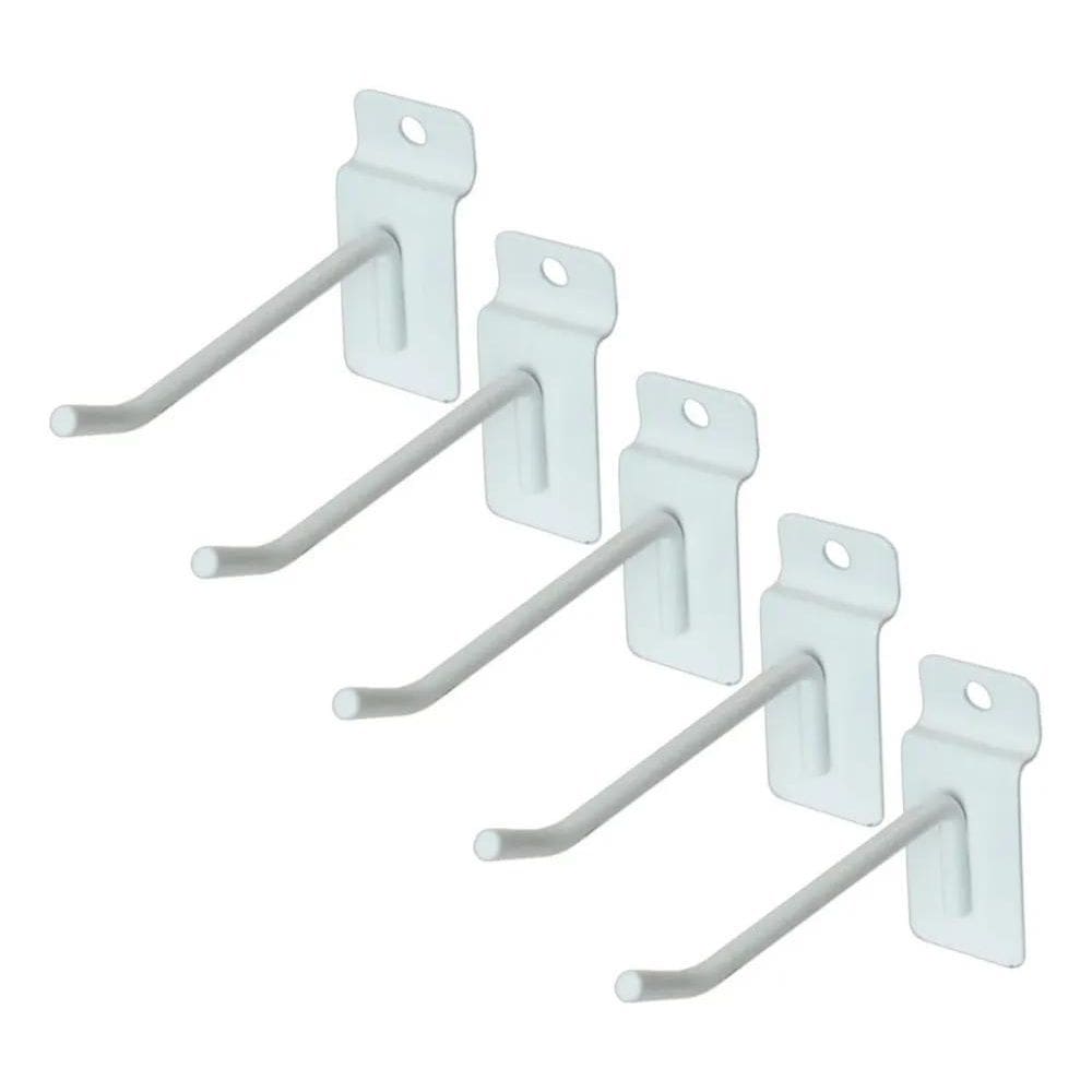 2X Kit 100 Gancho Para Painel Canaletado Cor Branco 5Cm Mfl