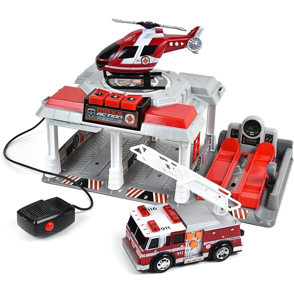 Luzes e sons de garagem Toy Set Fire and Rescue para crianças