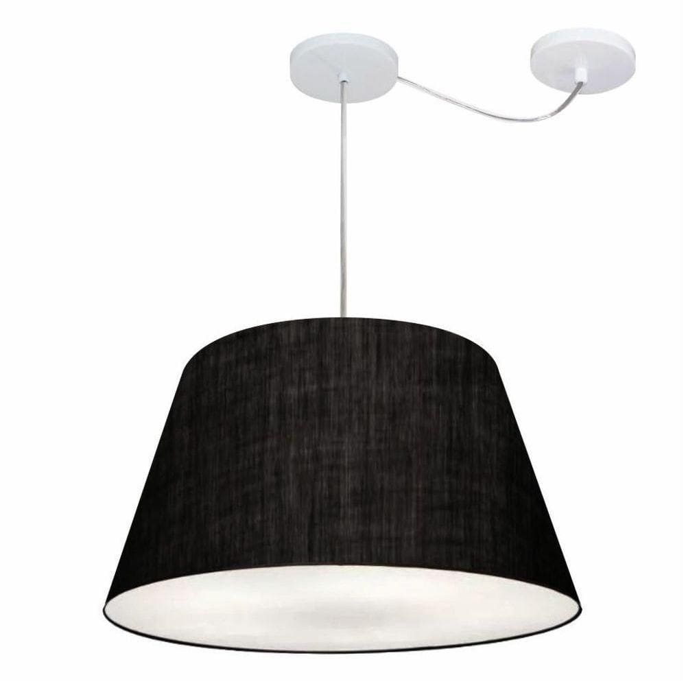 Lustre Pendente Cone Com Desvio De Centro Vivare Md-4278 Cúpula Em Tecido 35x50cm - Bivolt Preto 127/220v