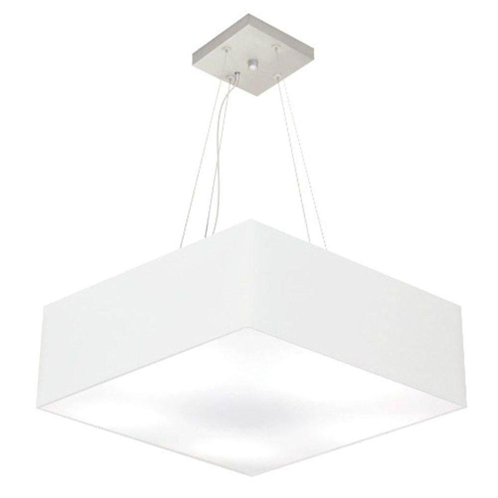 Lustre Pendente Quadrado Vivare Md-4032 Cúpula Em Tecido 15/50x50cm - Bivolt Branca 127/220v