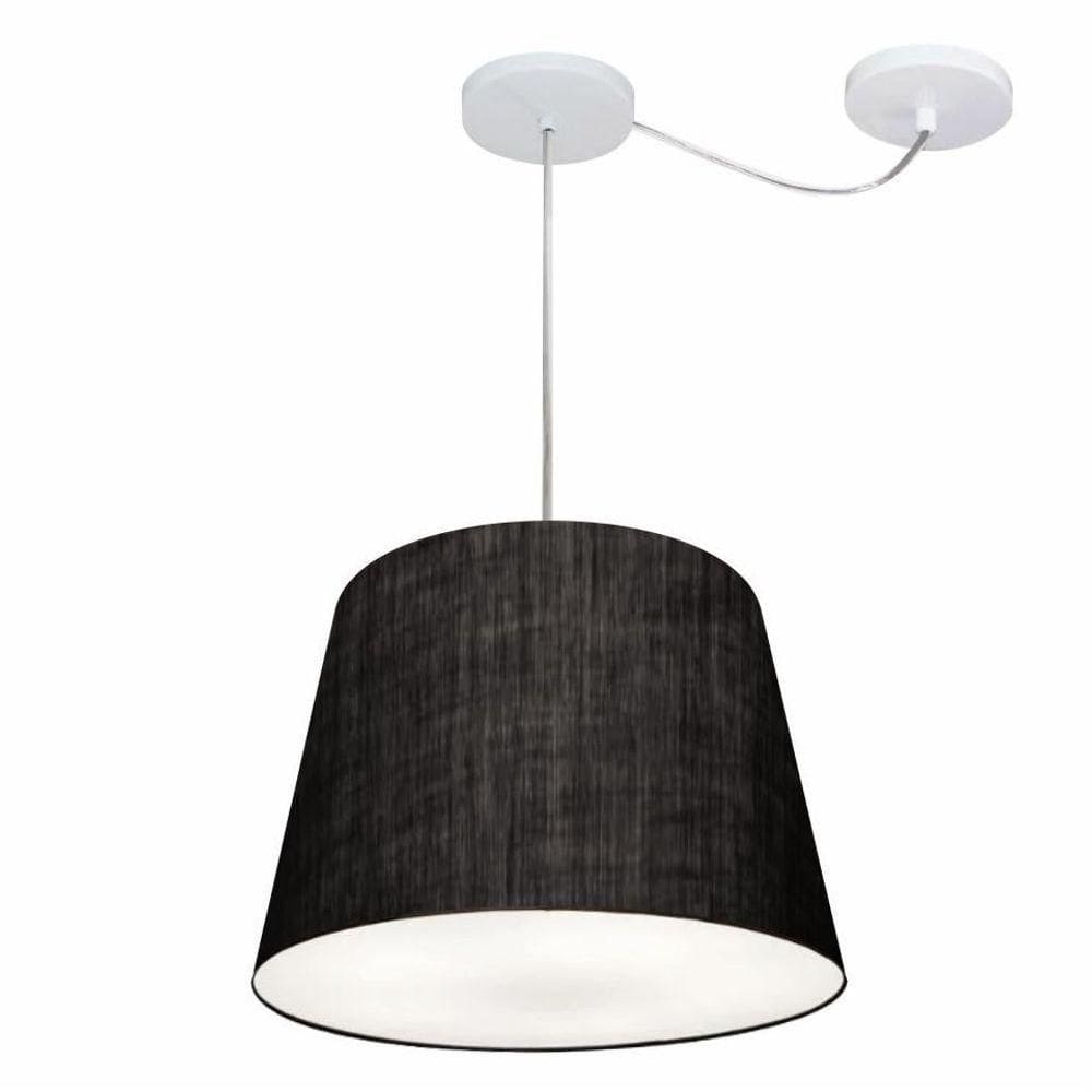 Lustre Pendente Cone Com Desvio Md-4280 Cúpula 30/30x40cm Preto - Bivolt