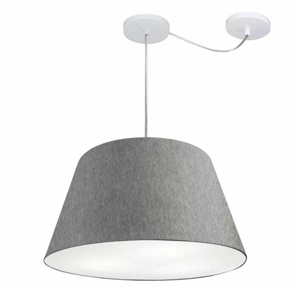 Lustre Pendente Cone Com Desvio Md-4278 Cúpula 30/35x50cm Rustico Cinza - Bivolt