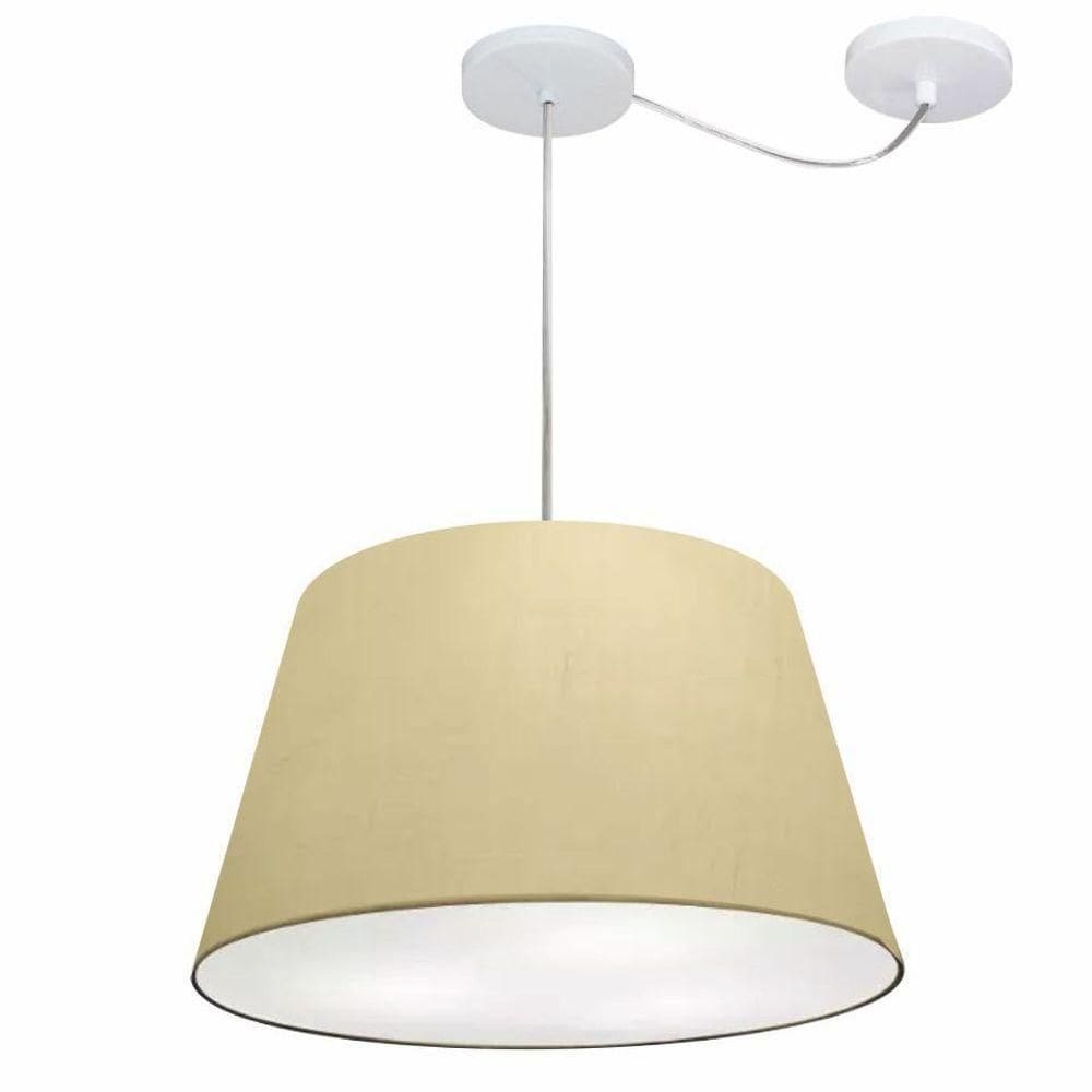 Lustre Pendente Cone Com Desvio Md-4279 Cúpula 21/30x40cm Algodão Crú - Bivolt