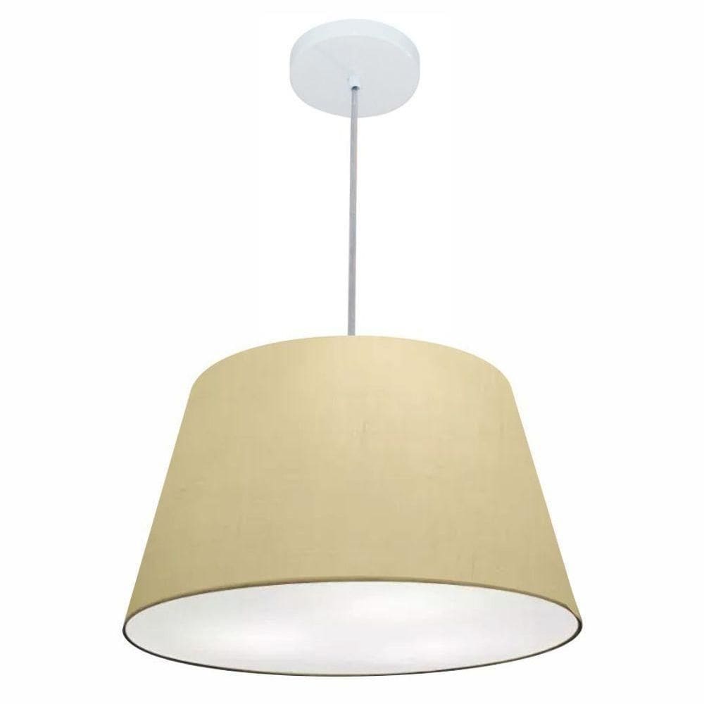 Lustre Pendente Cone Vivare Md-4021 Cúpula Em Tecido 21/40x30cm - Bivolt Algodão-crú 127/220v