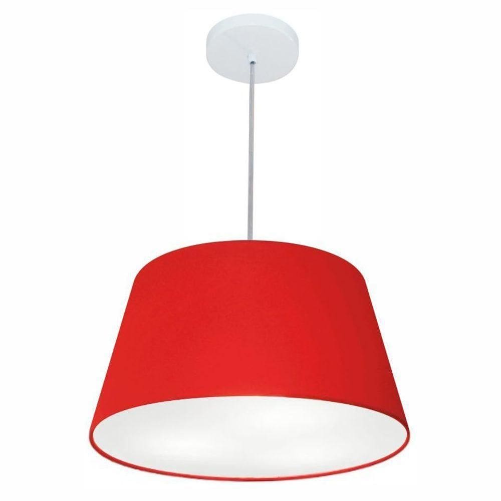 Lustre Pendente Cone Vivare Md-4021 Cúpula Em Tecido 21/40x30cm - Bivolt Vermelho 127/220v