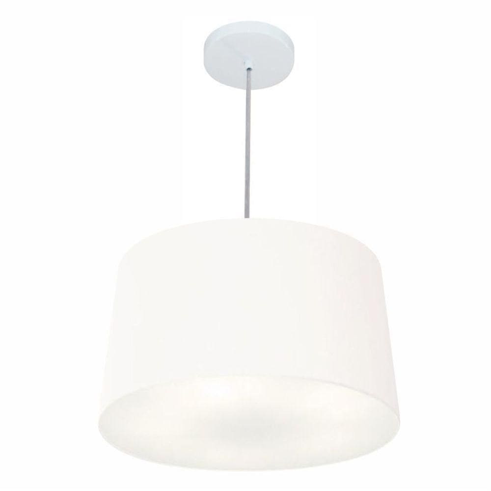 Lustre Pendente Cone Md-4247 Cúpula Em Tecido 30/45x40cm Branco - Bivolt