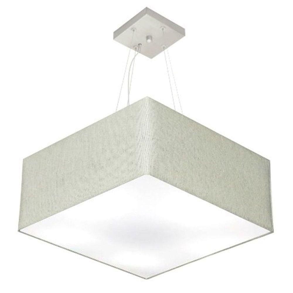Lustre Pendente Quadrado Md-4071 Cúpula Em Tecido 30/70x70cm Rustico Cinza - Bivolt