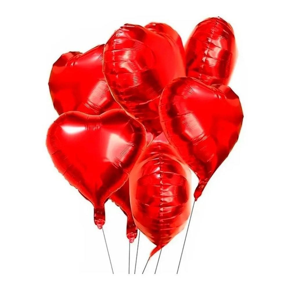 25 Balão Metalizado Coração - 45 Cm C/Lacre Decoração Festa