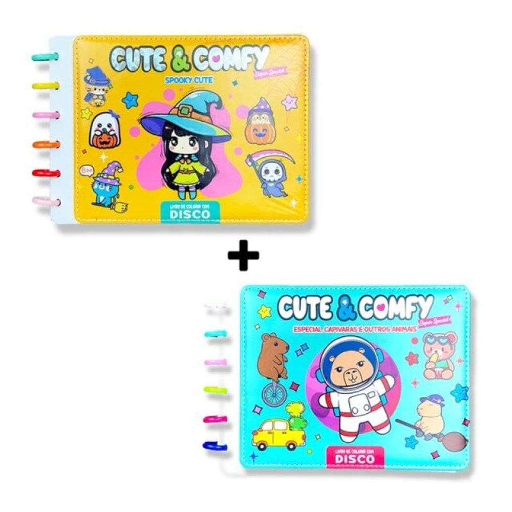 Combo Cute E Comfy Super Special - Kit Com 02 Livros De Colorir Encadernação Em Disco