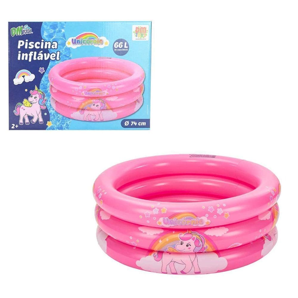 Piscina Inflável Infantil 3 Arcos 66L Dm Splash Unicórnio
