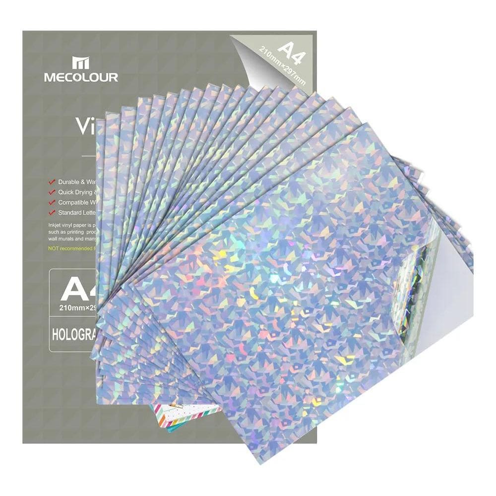 Vinil Adesivo À Prova D`Água Holográfica Diamante A4 20 Folh