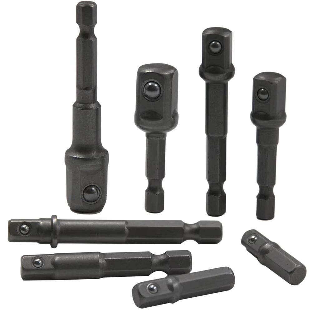 Kit 8 Adaptador De Soquete Aço Crv 1/4 3/8 1/2 Parafusadeira
