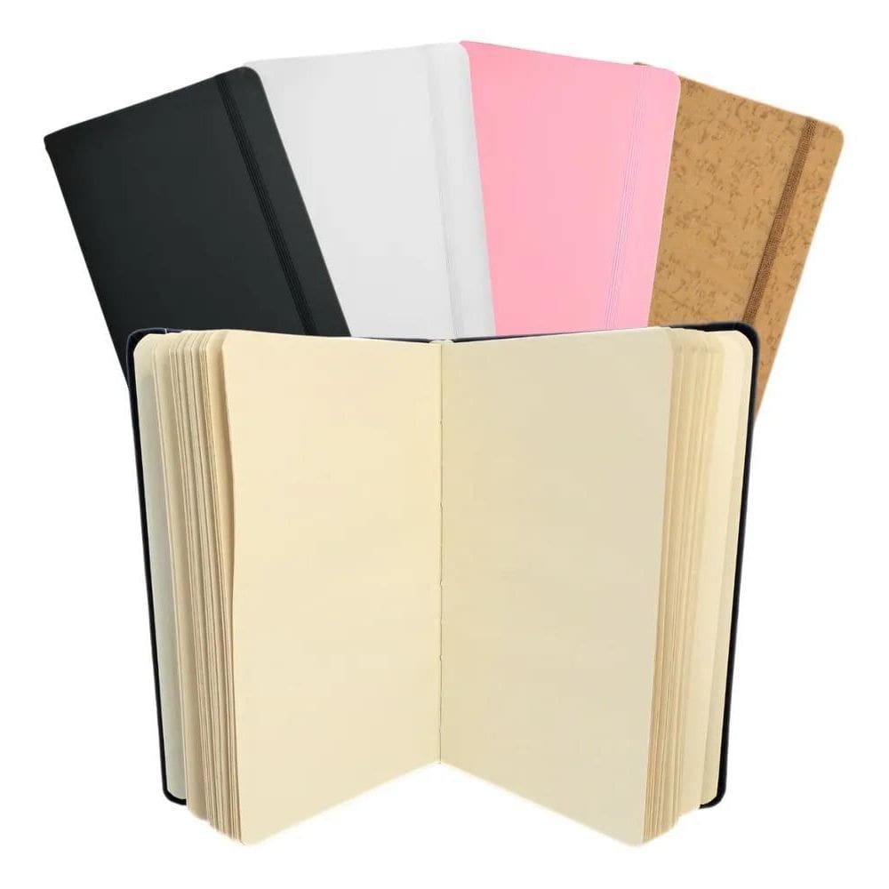 2X Caderneta Tipo Moleskine 21X14 Capa Dura Sem Pauta Cores