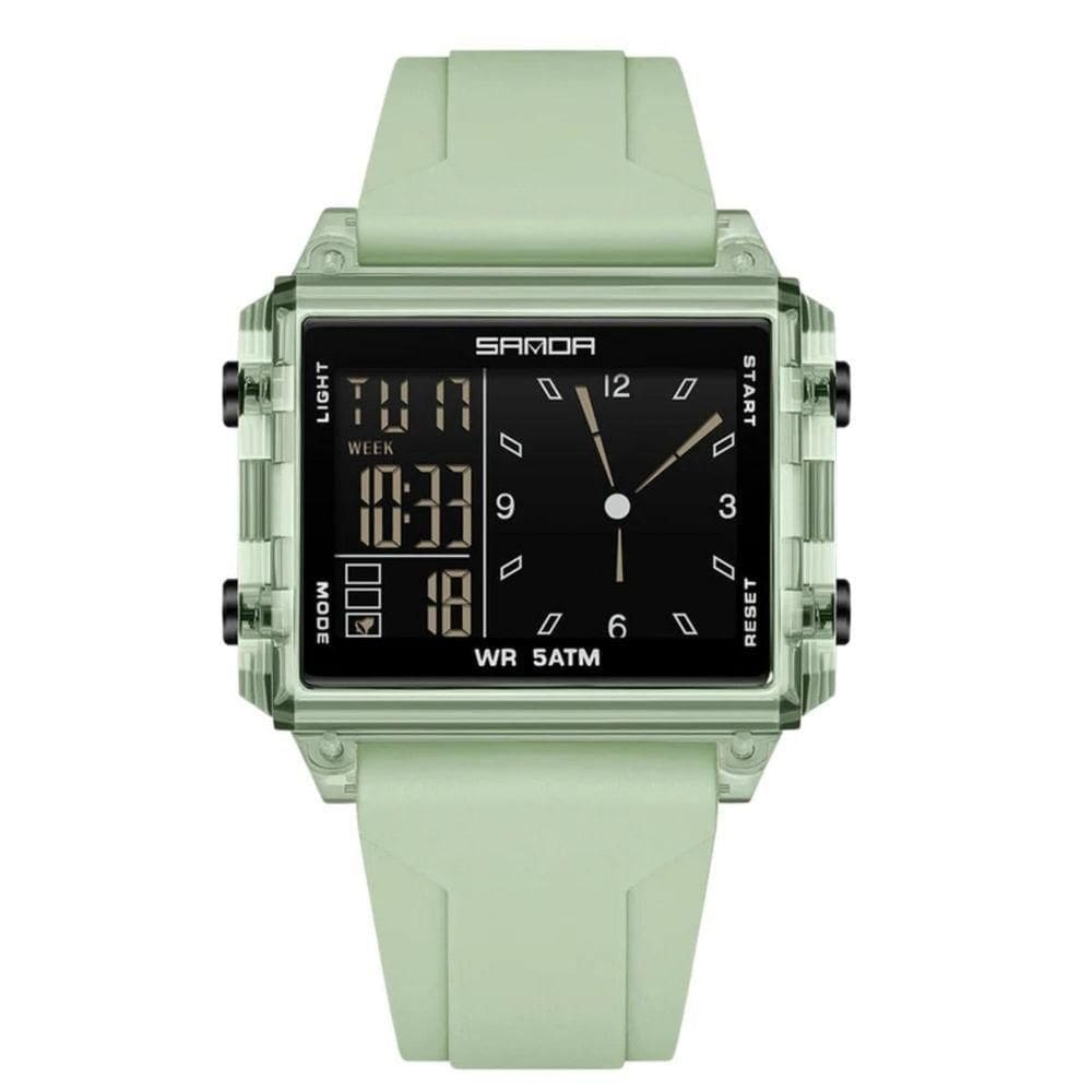 Relógio Analógico Digital 6273 Luminoso À Prova Da Água Sanda Verde
