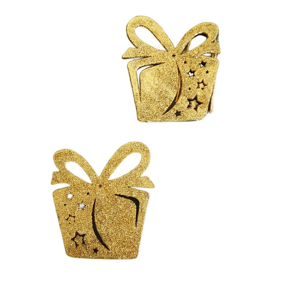 Kit Enfeite Natal 10 Cm Wincy 2 Presentes Em Glitter