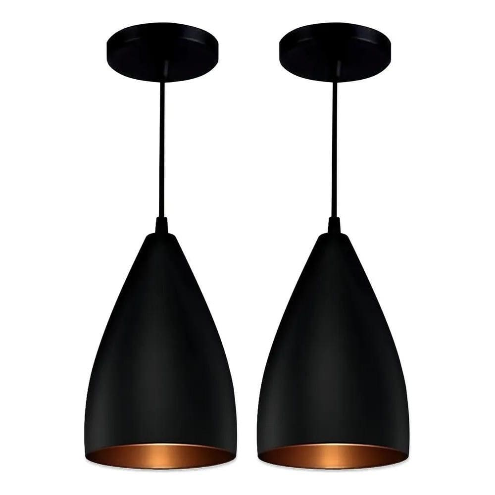 Kit 2 Pendentes Bala / Vegas - Rápida Cor Preto Fosco/Bronze