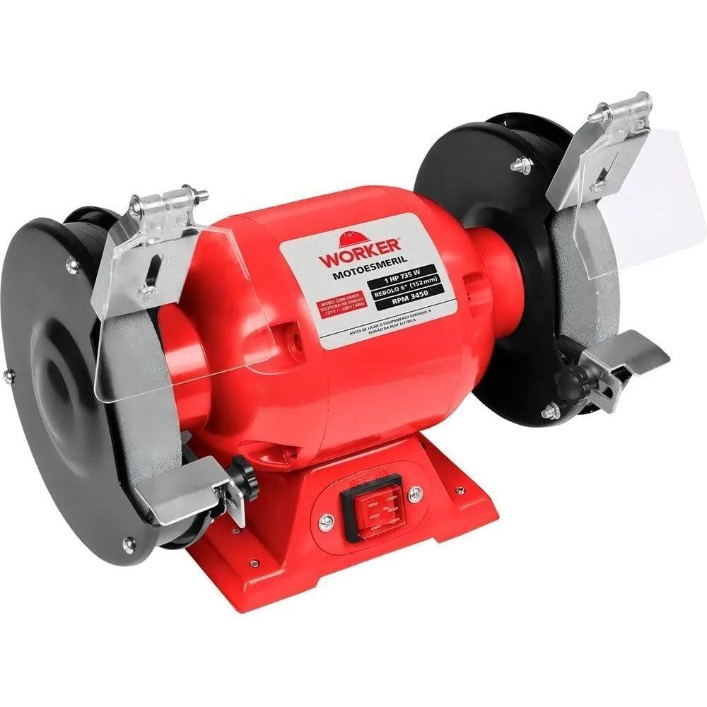 2X Moto Esmeril Lixadeira De Bancada 6 Pol 735W 1Cv Worker