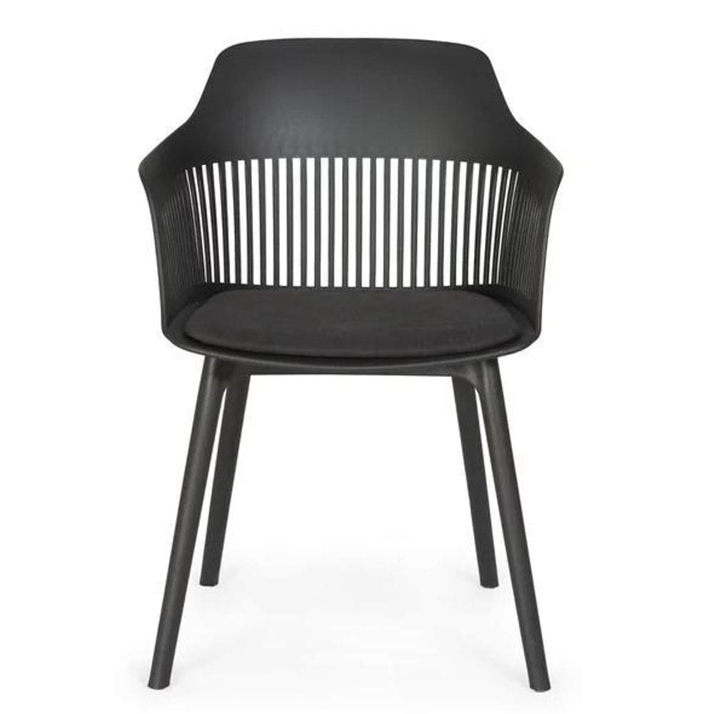 Cadeira Mena Marcela Polipropileno Preto Assento Estofado Em
