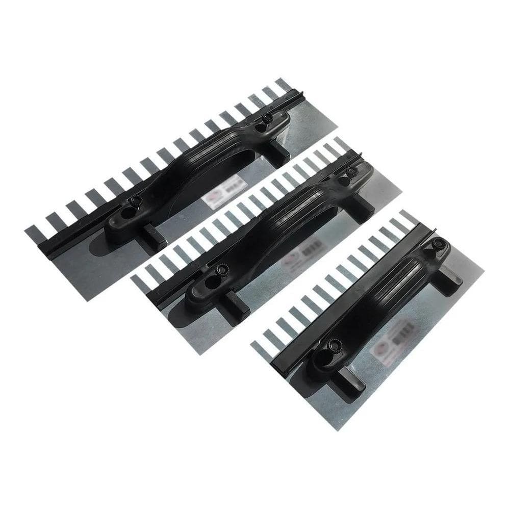 Kit 3 Desempenadeiras Aço Dentada 27 35 43X 12Cm Regulável