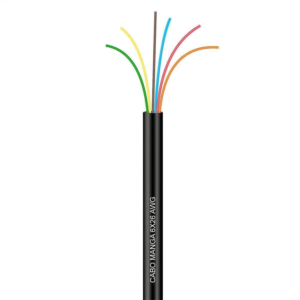 Cabo Manga 6X26 Awg - Sem Blindagem Preto - 10 Metros