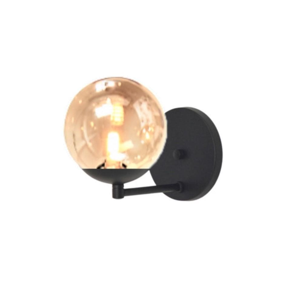 Arandela Moderna Jabuticaba Preta 1 Globo Bola De Vidro Tran