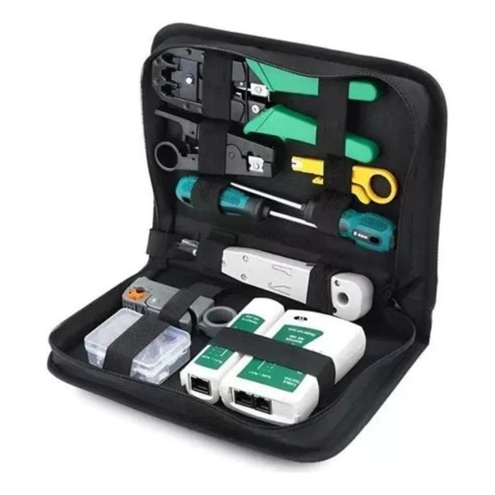 2X Alicate Crimpar Cabo De Rede Rj45 + Testador E Acessórios
