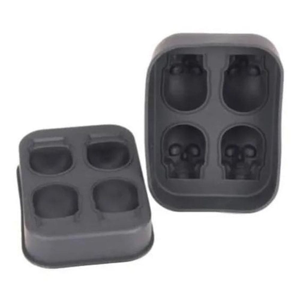 2X Forma De Gelo Silicone Caveira Festas Drinks Bar