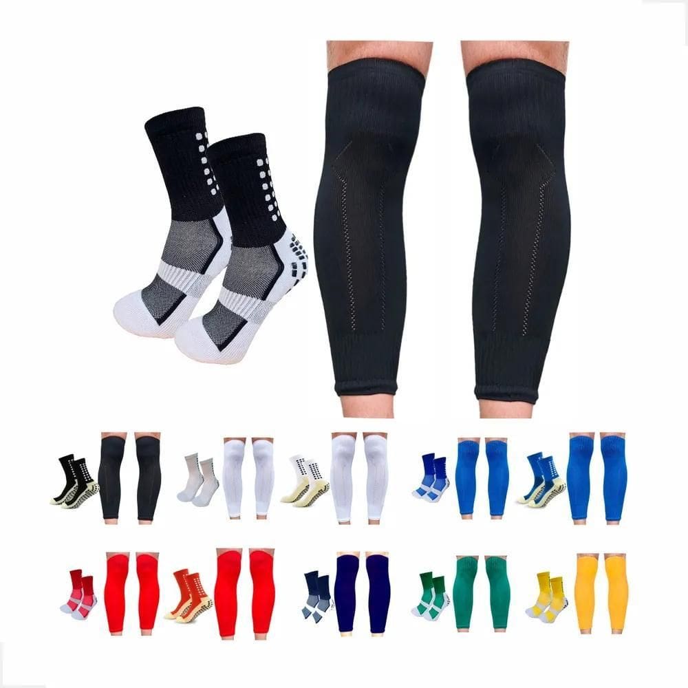 2X Kit Meia Antiderrapante Futebol Meião Cortado 27 Ao 37