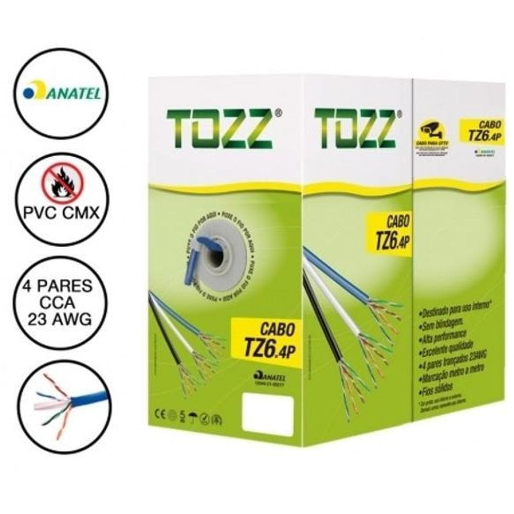 Fio 4 Pares Tranc 23Awg 0,57Mm Mod Tz6 Cca Cftv 305Mt Azul