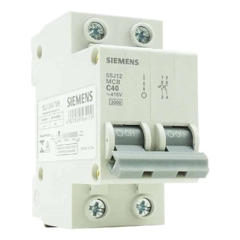 2X Disjuntor Siemens Bipolar Curva C 40A 50A 63A 5Sj