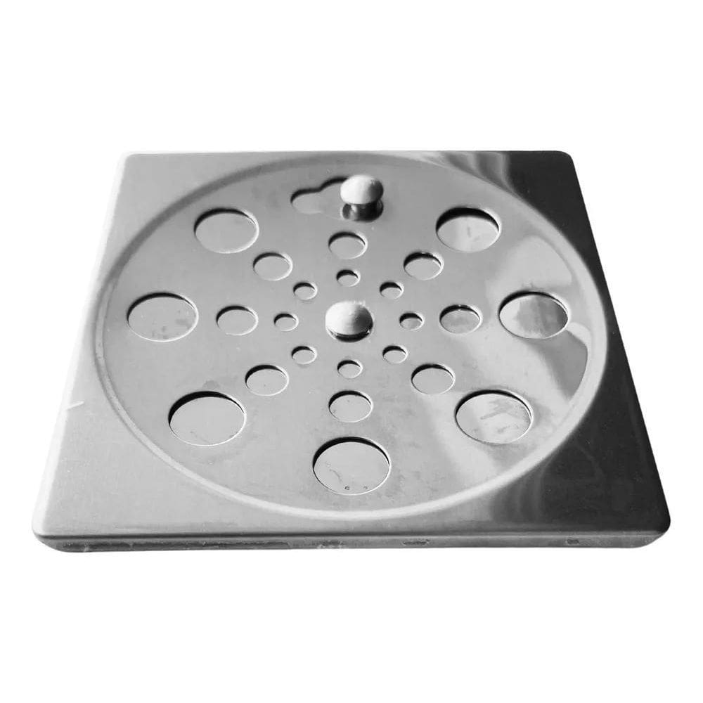 2X Ralo Grelha Tampa Inox Quadrado 10X10 Rotativo Abre E Fec