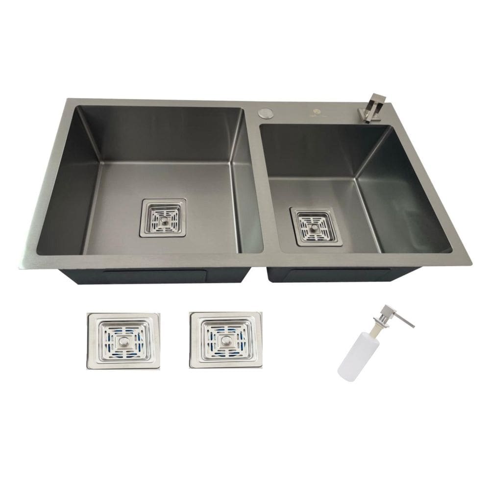 Cuba Gourmet Dupla Quadrada Aço Inox 304 Escovada 78X43Cm